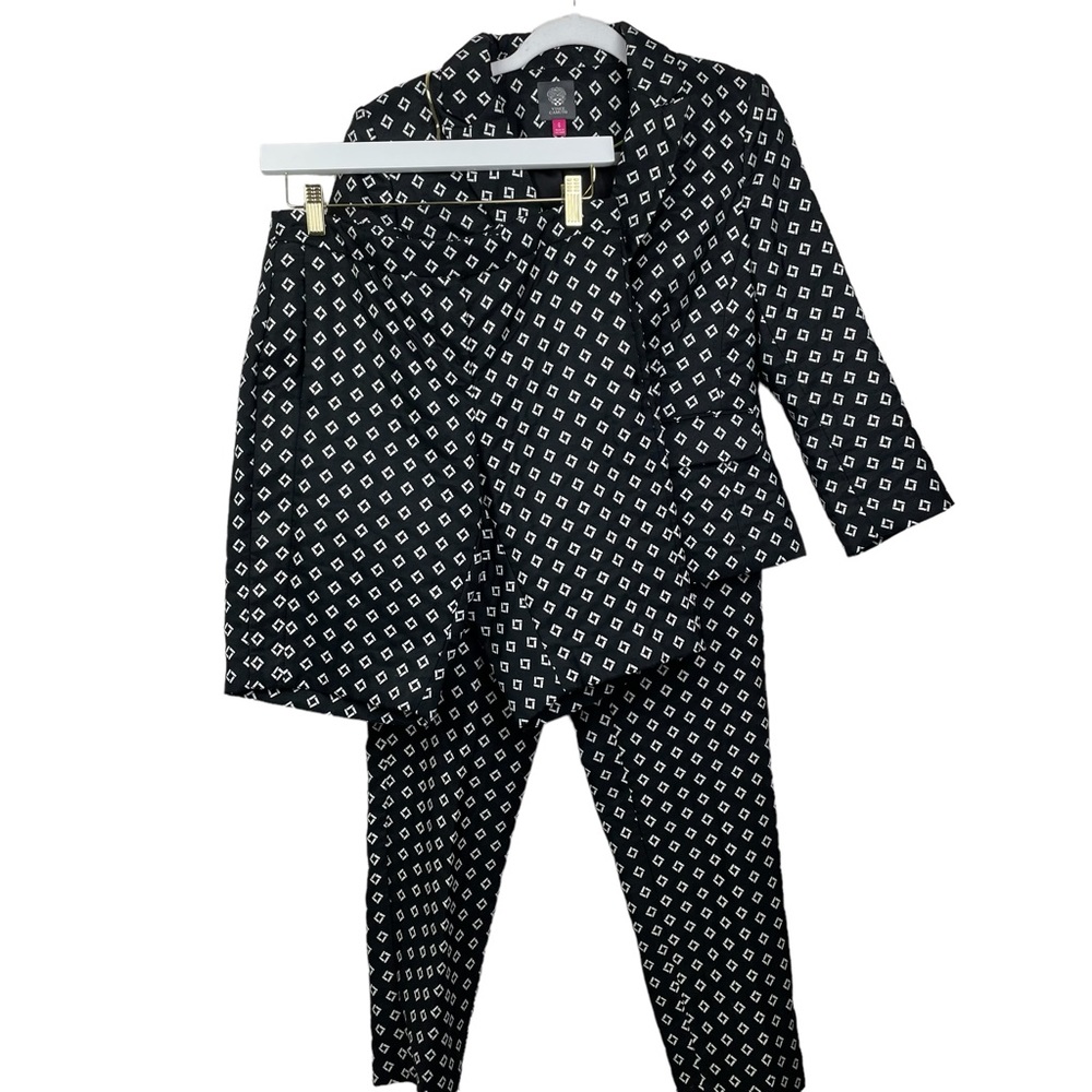 VINCE CAMUTO 3 Piece Diamond Jacquard Cropped Blazer Jacket, Pant & Shorts Sze 6